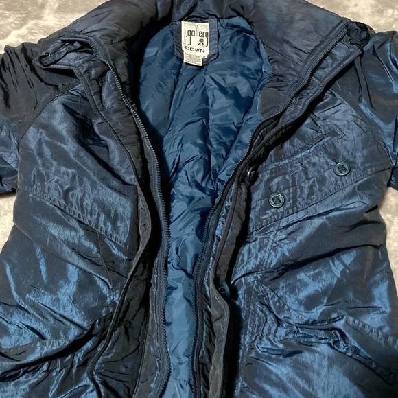 Vintage 80’s J. Gallery Giacca Metallic Blue Duck Down Filled Puffer Ski Jacket - Picture 2 of 11